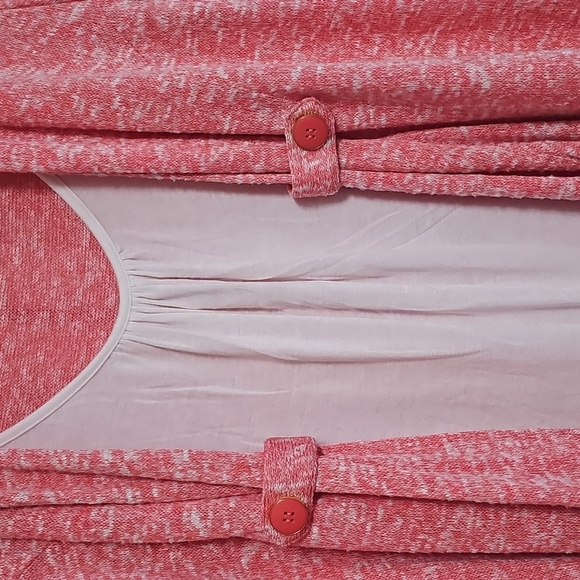 Pink Open-Front Cardigan with White Attached Tank - Picture 2 of 5